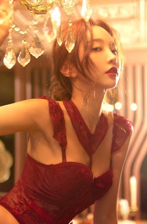 Park Soo Yeon – Gorgeous Night Red Lingerie