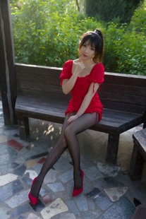 [Net red COSER photo] Fighting fish anchor small female Switch Dunna – outdoor small red dress set