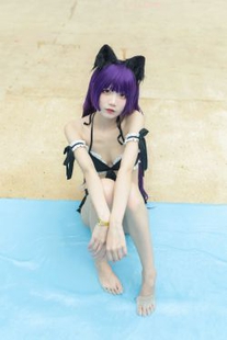 Clear girl five more ghosts – black cat swimsuit set