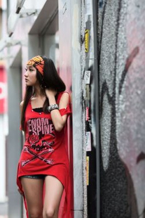 Taiwan leg model Tina Chen Si Ting “US Street” Street shooter